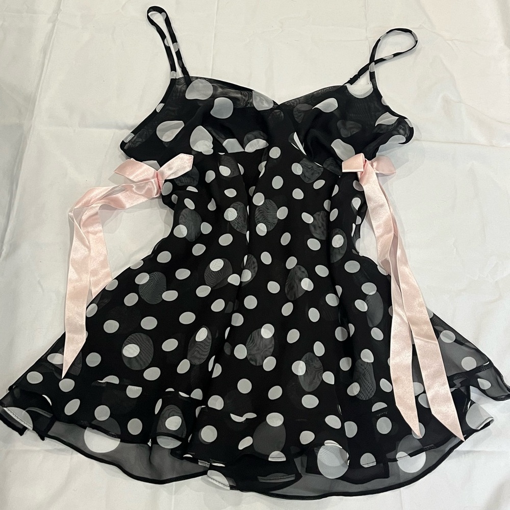 Fairy coquette polka dot lingerie with pink bows